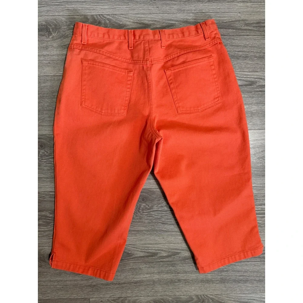 Jeanology Women‎ Orange Denim Shorts Cotton 5-Pocket Waist 36 in  Mid-Length